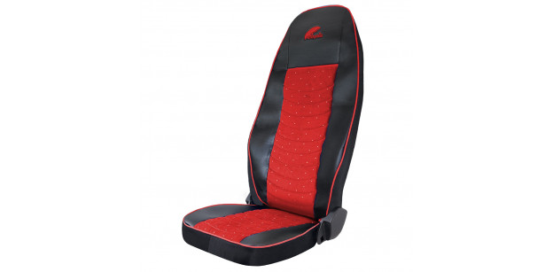 Set Huse Scaun Truck Pentru Volvo Euro 5 ECO  Leather + Velvet Red+Black Umbrella