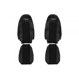 Set Huse Scaun Pentru Camion Volvo FM, FH, Piele Ecologica Negru, F-Core 2003-