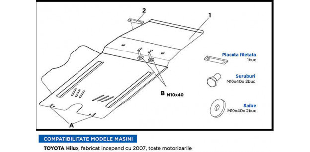 Scut motor metal + accesorii, scut diferential Toyota Hilux