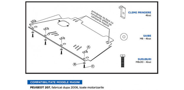 Scut Motor Metalic Peugeot 207