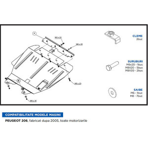 Scut Motor Metalic Peugeot 206