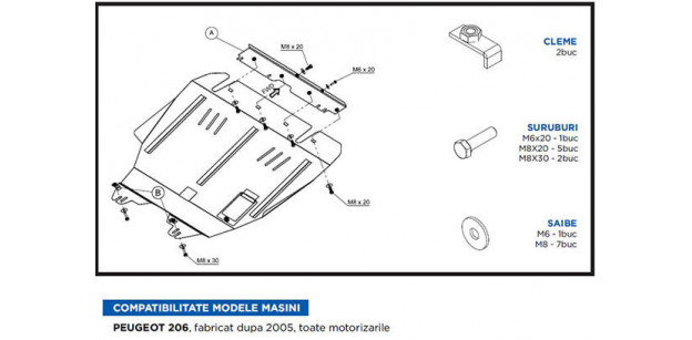 Scut Motor Metalic Peugeot 206