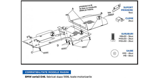 Scut Motor Metalic BMW seria 3 E46