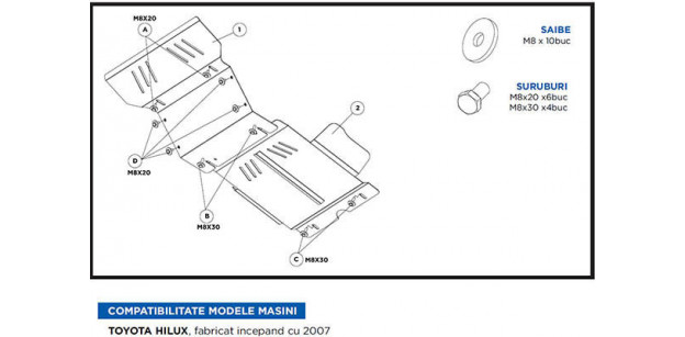 Scut Motor si Cutie Viteze Metalic Toyota Hilux