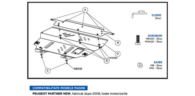 Scut Motor Metalic Peugeot Partner 08'-