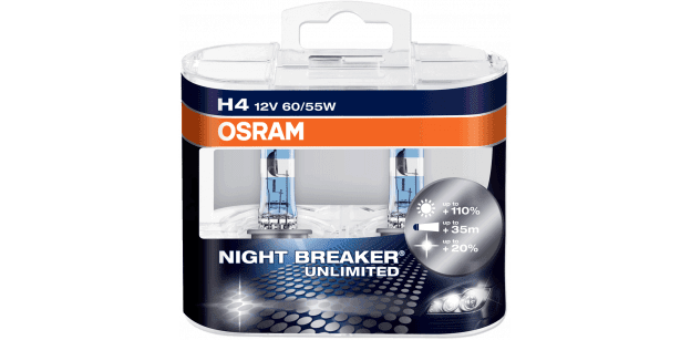 Set 2 becuri H4 12V 60/55W P43t Osram Night Breaker Unlimited