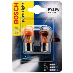 Set de 2 becuri PY21W 12V 21W BAU15s galben (BLISTER) BOSCH