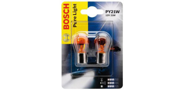 Set de 2 becuri PY21W 12V 21W BAU15s galben (BLISTER) BOSCH