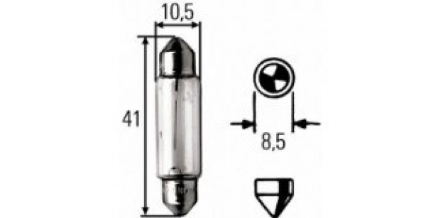 Bec SV8,5 12V 10W 10/30mm HELLA