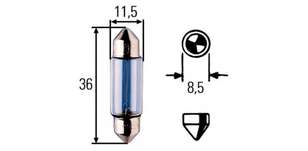 Bec SV8,5 12V 5W 11/35mm C5W HELLA