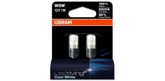 Set de 2 becuri cu LED W5W 12V 1W W2,1x9,5d COOL WHITE OSRAM