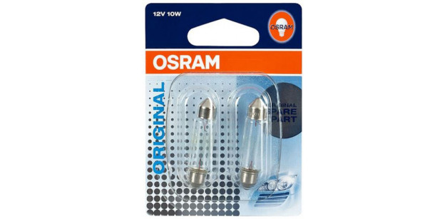 Set de 2 becuri SV8,5 12V 10W 11/41mm (BLISTER) OSRAM