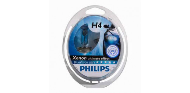 PHILIPS Set de 2 becuri H4 12V 60/55W P43t BLUE VISION ULTRA