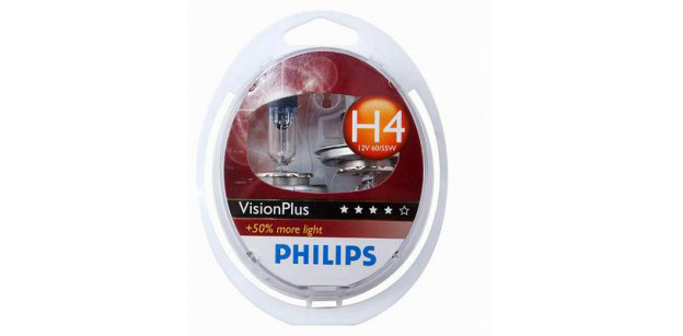 PHILIPS Set de 2 becuri H4 12V 60/55W P43t VISION PLUS