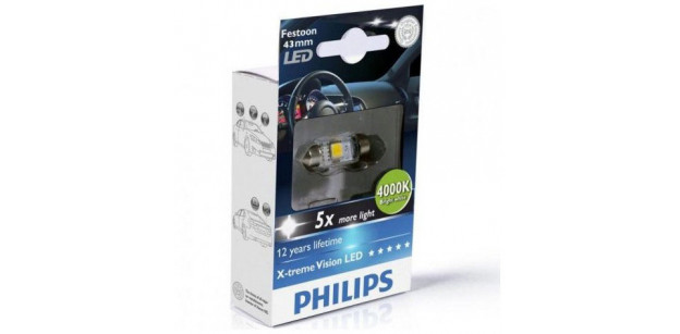 Bec cu LED SV8,5 12V 1W 11/43mm PHILIPS