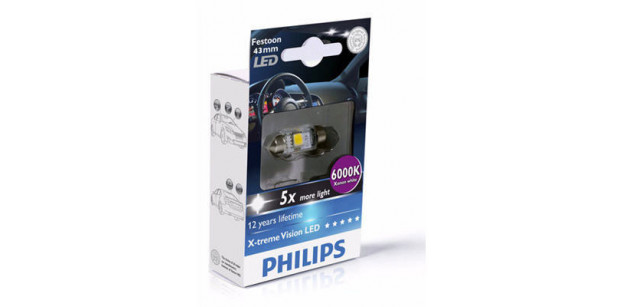 Bec cu LED SV8,5 12V 1W 11/43mm BLUE VISION PHILIPS