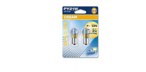 Set de 2 becuri PY21W 12V 21W BAU15s (BLISTER) OSRAM Diadem