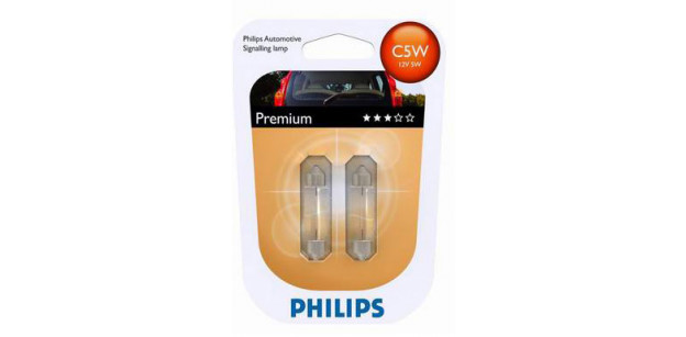 Set de 2 becuri SV8,5 12V 5W 11/35mm C5W (BLISTER) PHILIPS