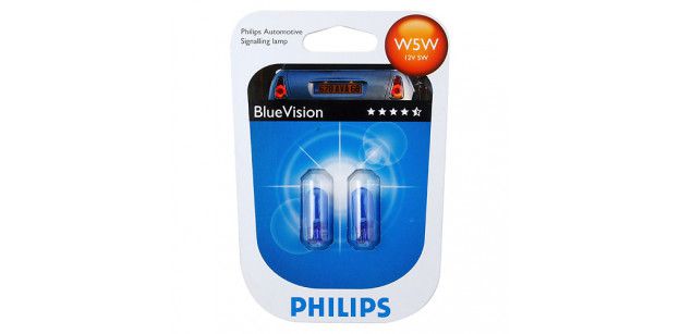 Set de 2 becuri W5W 12V W2,1X9,5d BLUE VISION (BLISTER) PHILIPS