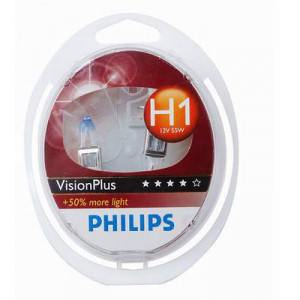 PHILIPS Set de 2 becuri H1 12V 55W P14,5s VISION PLUS