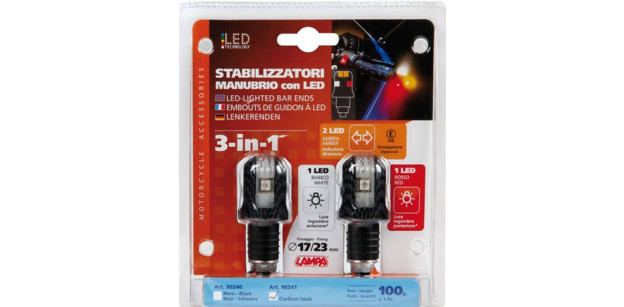 Set capete ghidon iluminate cu led CARBON 12V 'LIGHT WINGS'